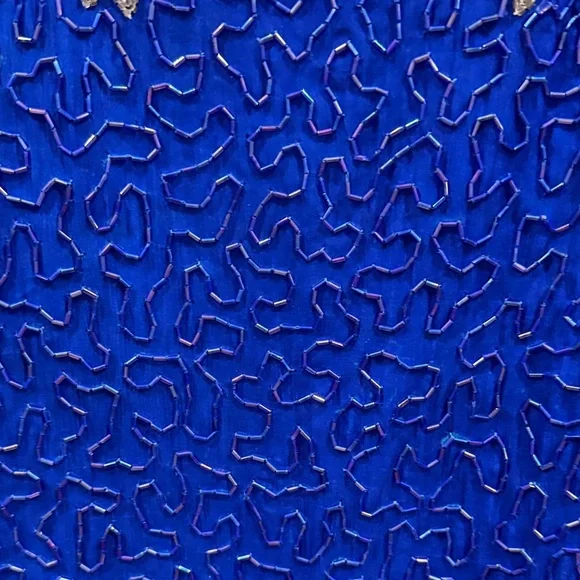 Laurence Kazar vintage Blue Embroidered Dress size small - Picture 2 of 12